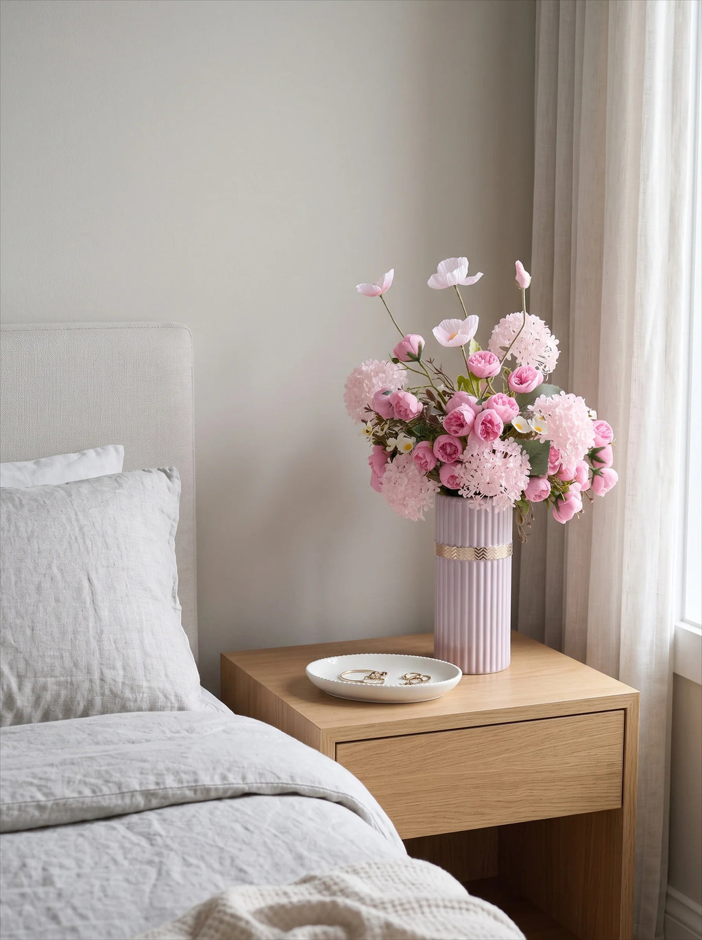 Luxury French Creamy Pink Poppy & Peony Artificial Floral Arrangement