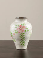 Artisanal Hand-Painted Floral Glazed Vase