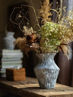 Wabi-Sabi Textured Charcoal Ceramic Artisanal Vase