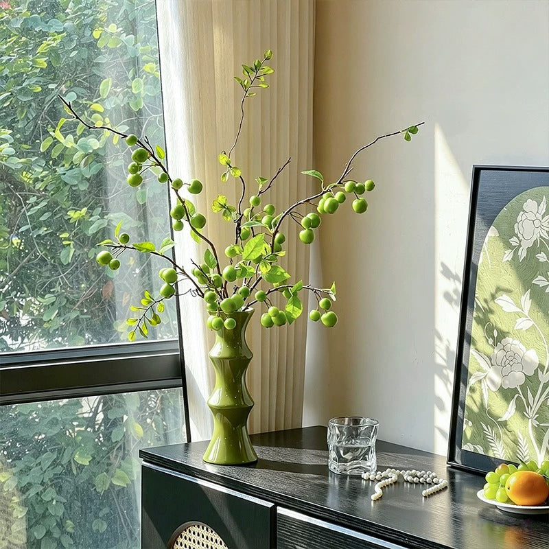 Luxury Oriental Zen Green Berry Artificial Floral Arrangement
