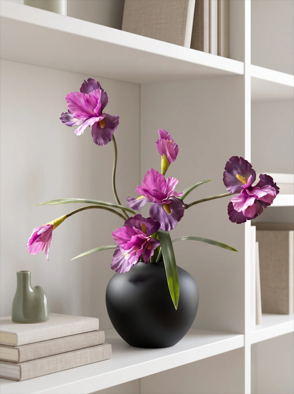 Refined Serene Purple Iris Real-Touch Artificial Floral Arrangement