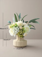 Modern Minimalist White Rose & Berry Artificial Floral Arrangement