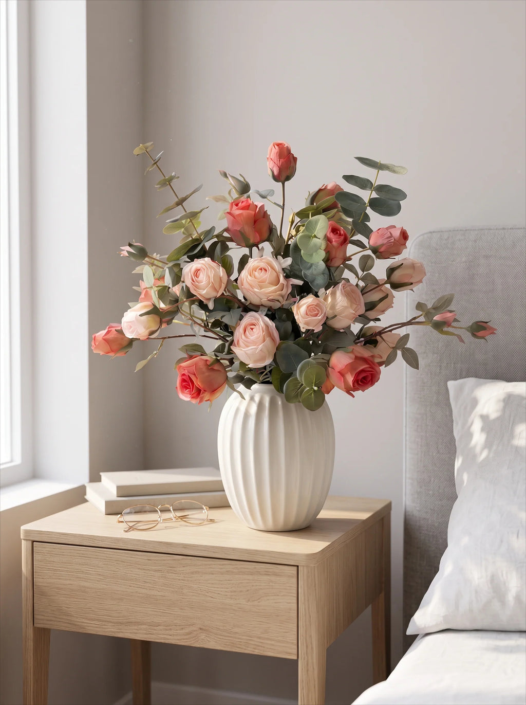 Luxury Blush Pink Rose Modern Artificial Floral Arrangement