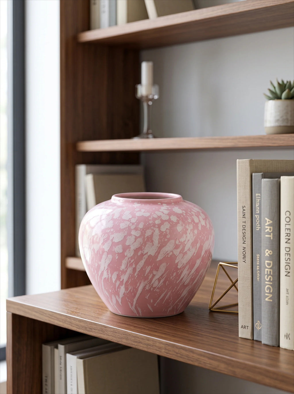 Artisan Soft-Pink Splashed Glaze Porcelain Vase