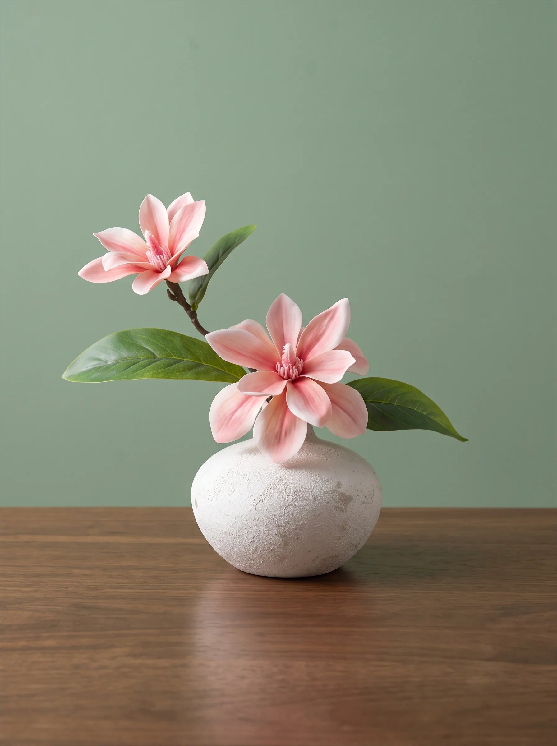 Serene Blush Magnolia Sculptural Silhouette Artificial Floral Arrangement