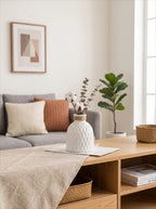Rope Trimmed Textured Vase - White