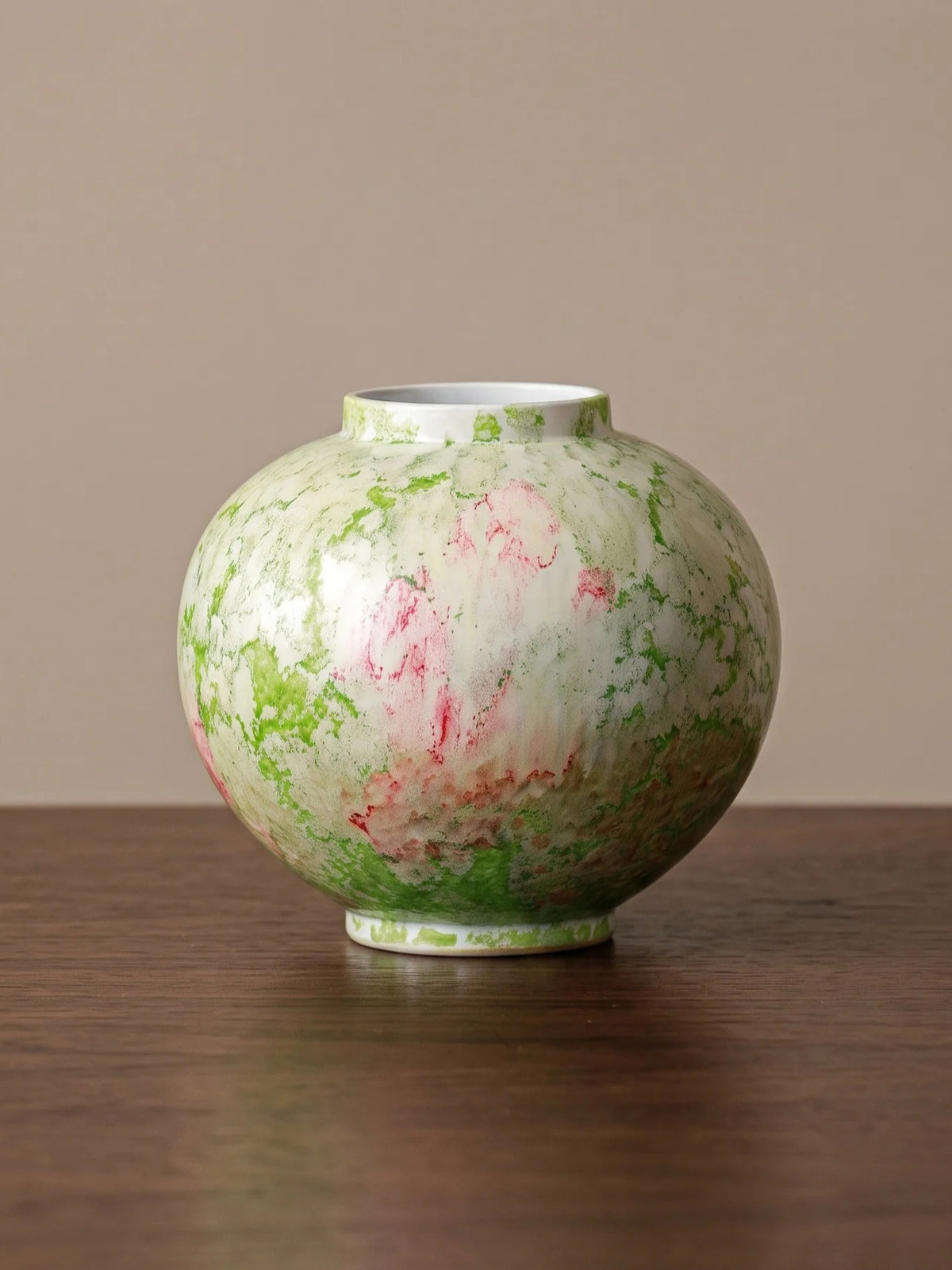 Sculptural Green Splash Aesthetic Moon Vase
