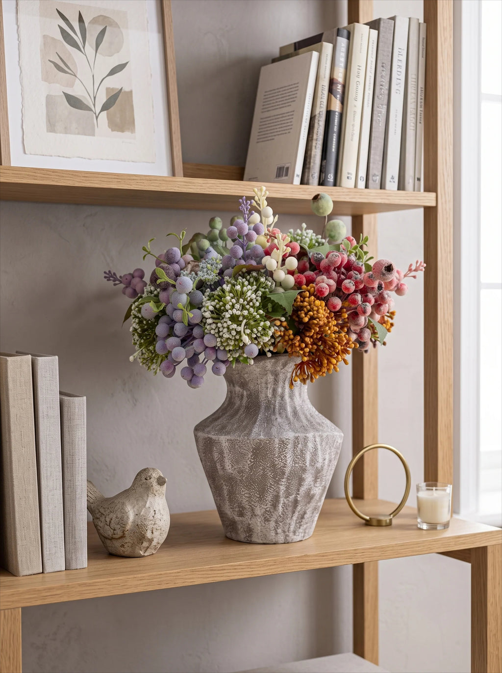 Ethereal Multicolor Berry & Foliage Artisan Artificial Floral Arrangement