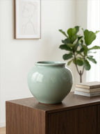 Artisan Sage Green Crackle Ceramic Vase