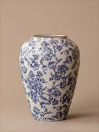 Classic Chinoiserie Blue Floral Ceramic Vase