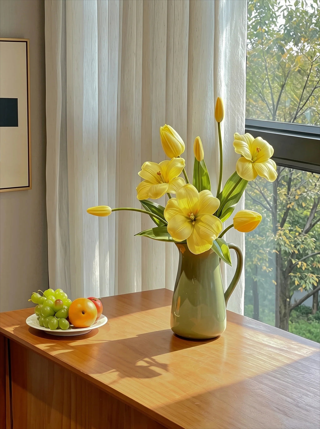 Golden Tulip Artificial Floral Arrangement for Warm Minimalist Living Spaces