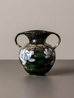 Hand-Painted White Lotus Two-Handled Vase