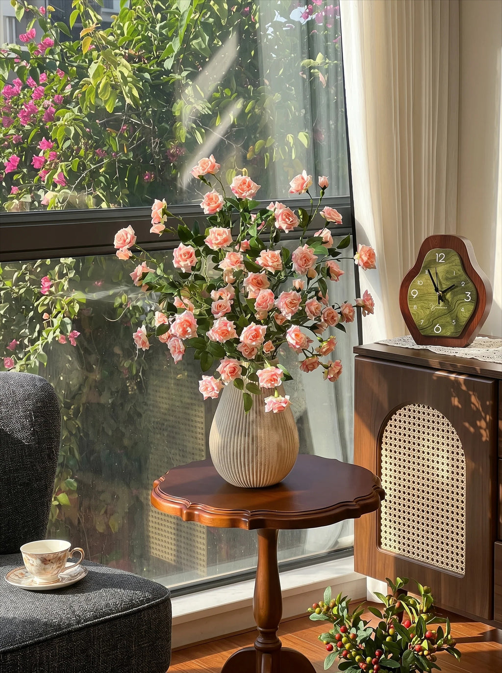 Blush Bubble Rose Künstliche Blumenarrangement