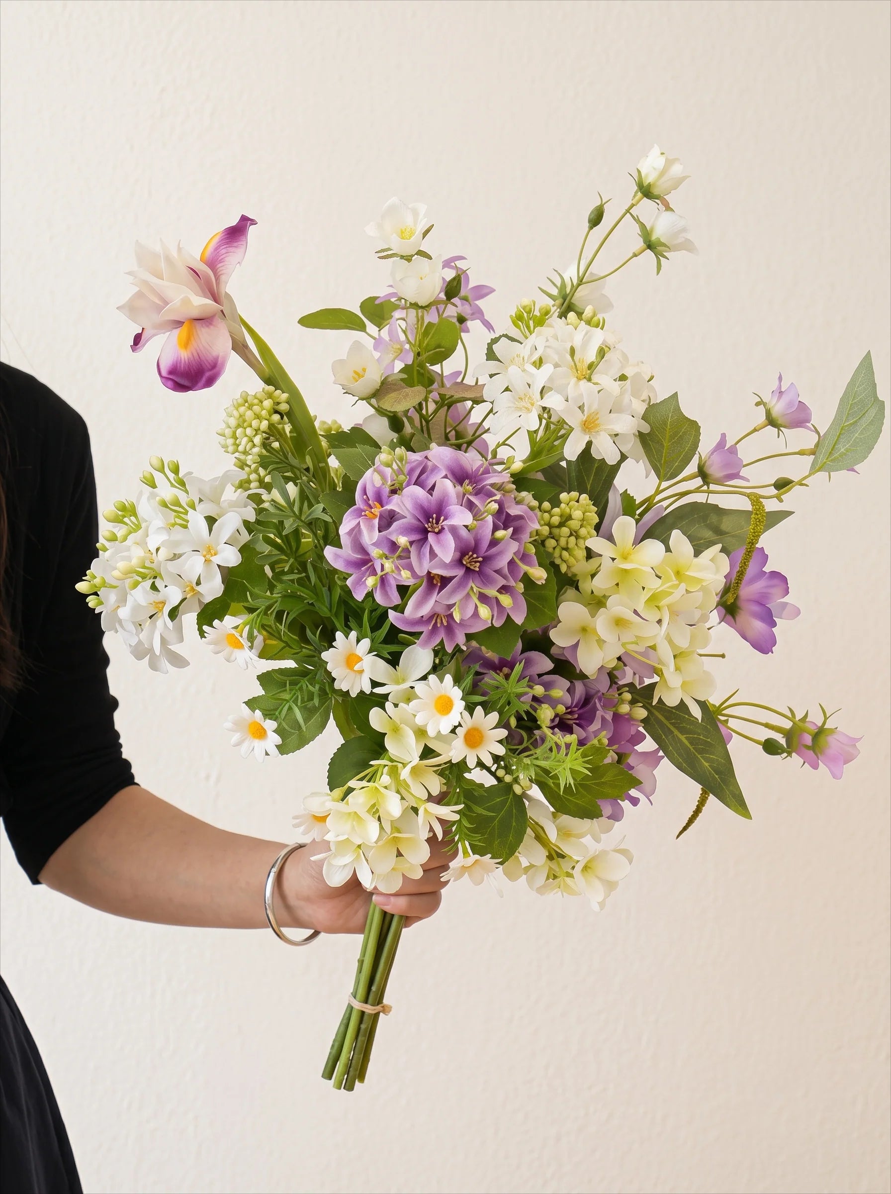 Romantic Purple and White Meadow Artificial Floral Arrangement