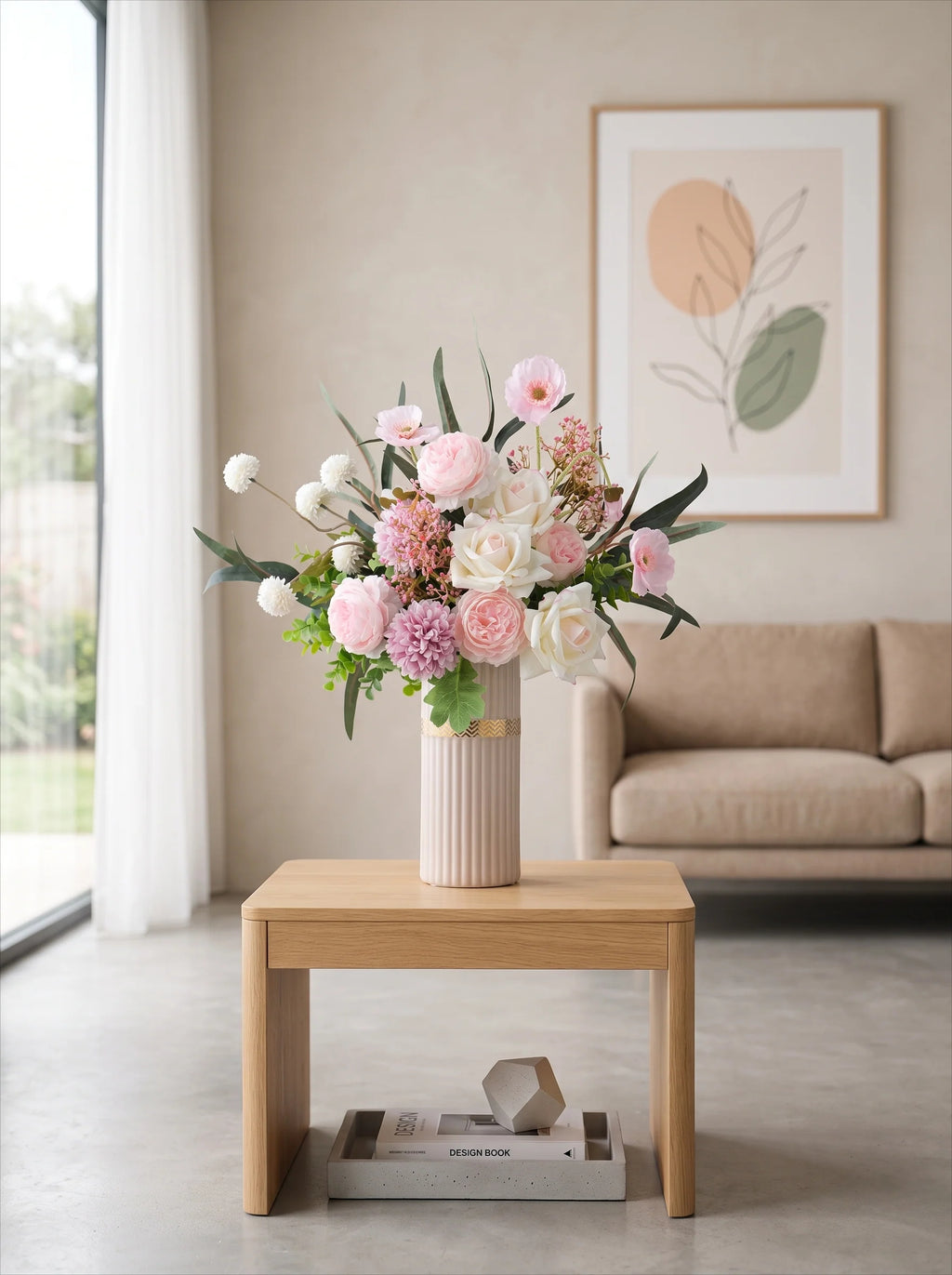 Ethereal Pastel Peony Rose Bloom Artificial Floral Arrangement