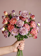 Vintage Hued Pink and Lavender Rose Faux Floral Arrangement