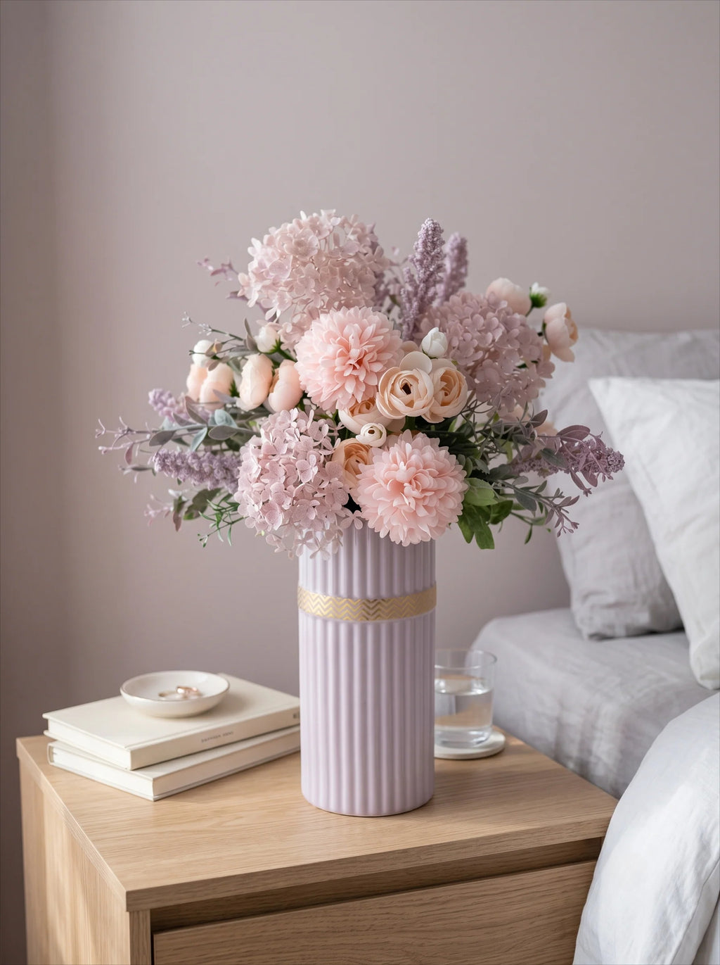 Faux Floral Arrangement - Pink & Purple Mixed Blooms