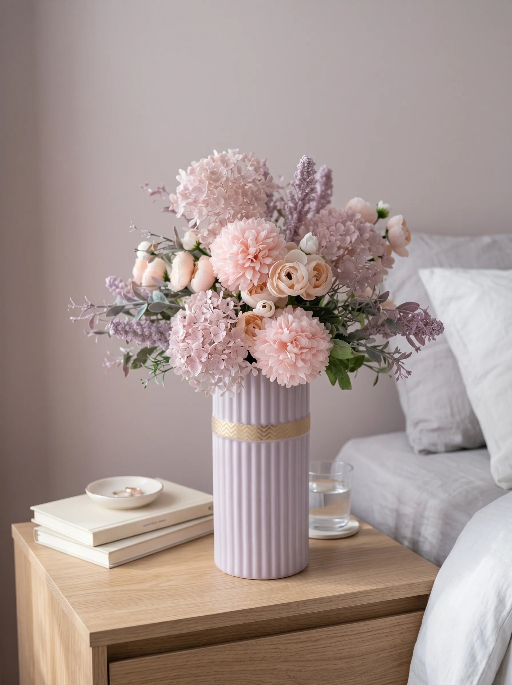 Faux Floral Arrangement - Pink & Purple Mixed Blooms