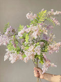 Dusty Lavender Lilac & Fern Faux Floral Arrangement