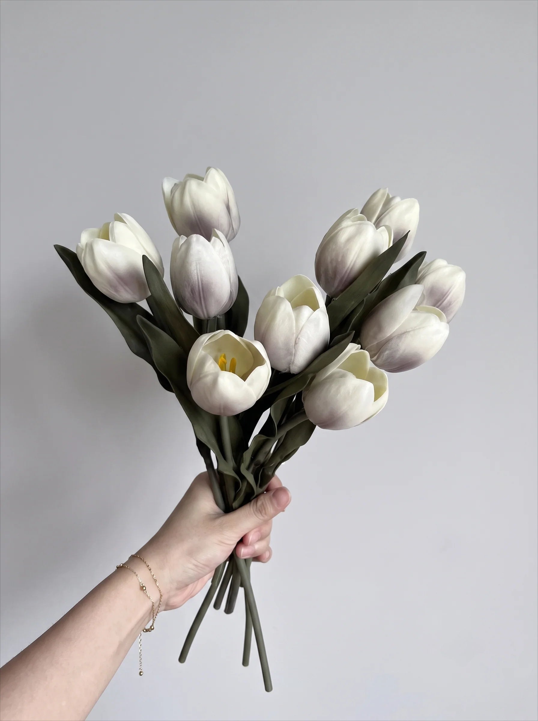 Kunstblumen-Tulpenarrangement - Weiß (10 Stiele / 10 Köpfe)