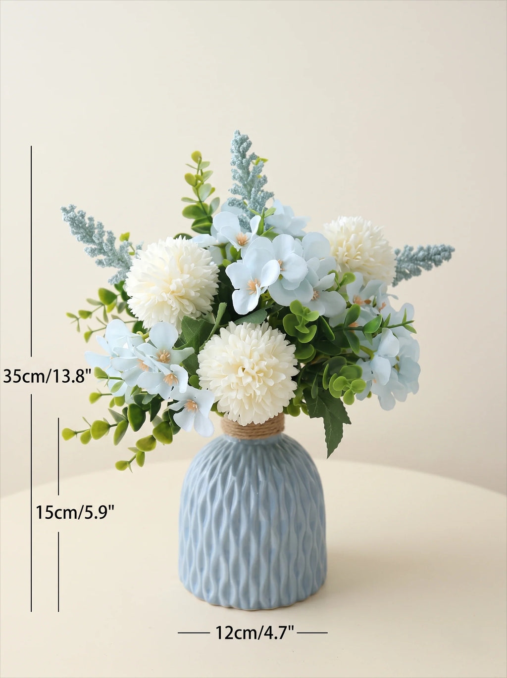 Serene Coastal Breeze Blue & White Artificial Floral Arrangement