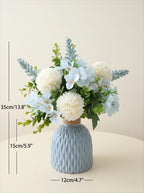 Serene Coastal Breeze Blue & White Artificial Floral Arrangement