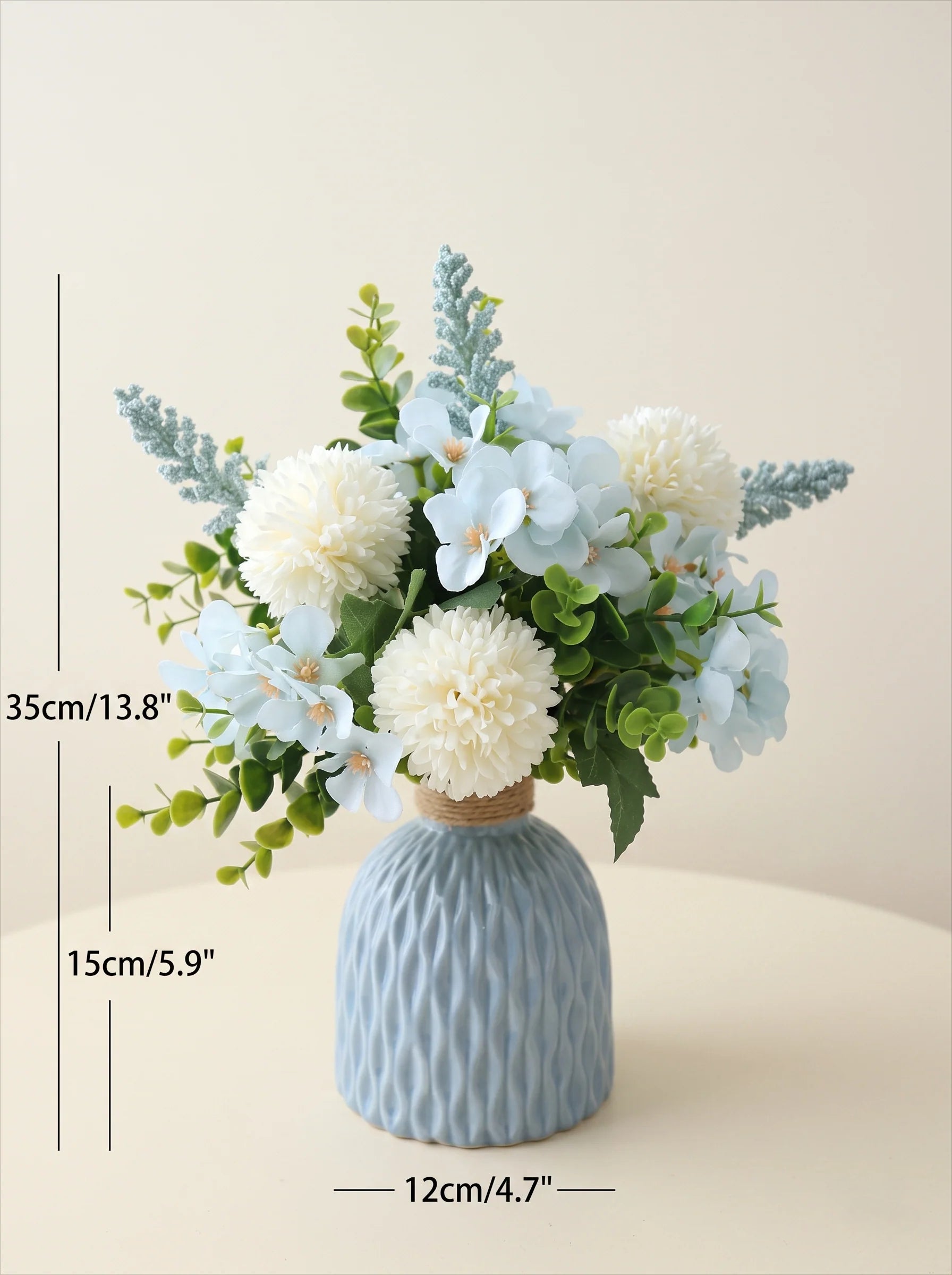 Serene Coastal Breeze Blue & White Artificial Floral Arrangement