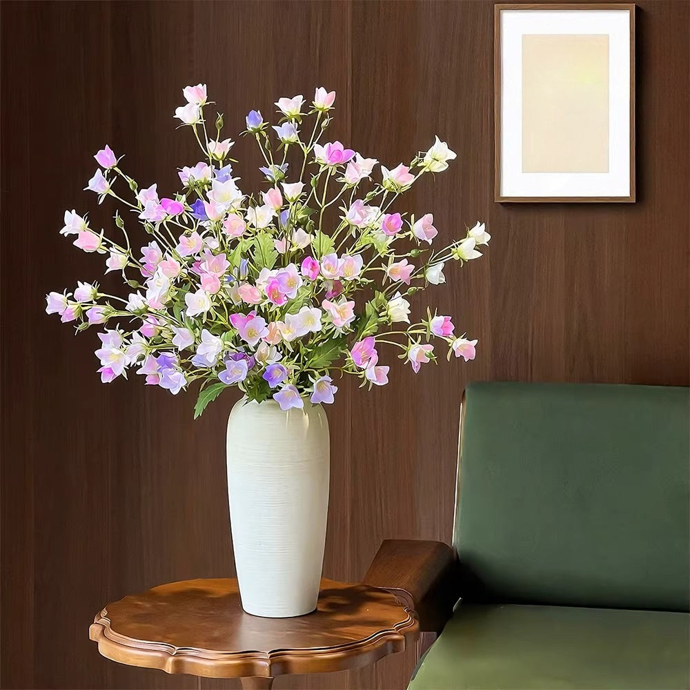 Composition florale fausse Brise campanule pastel