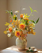 Arrangement floral artificiel Rose Ambre d’Automne Vintage et Baies