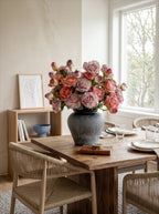 Vintage Hued Pink and Lavender Rose Faux Floral Arrangement