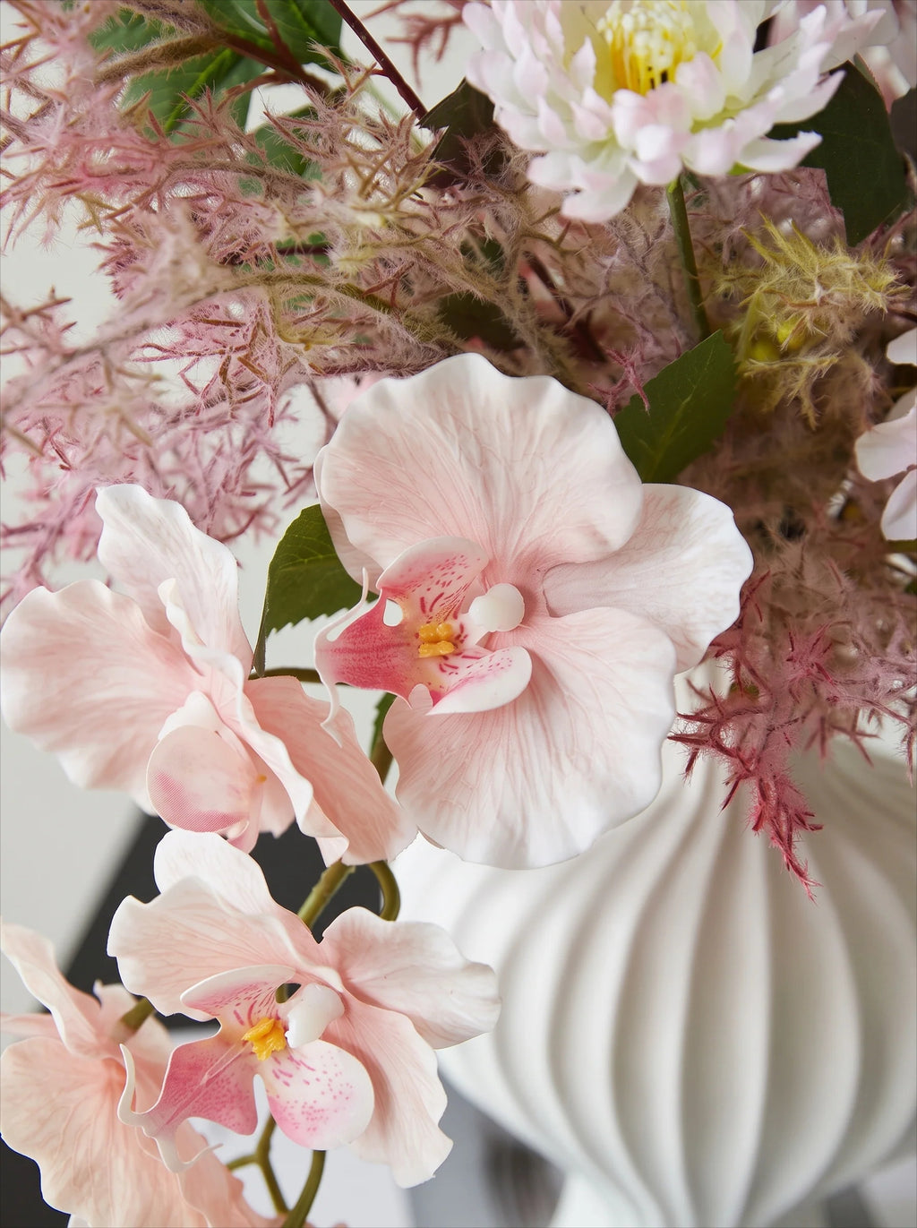 Misty Blush Wabi-Sabi Vase Faux Floral Arrangement