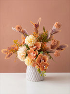 Faux Floral Arrangement - Terracotta Orchid & Multi-Bloom Mix