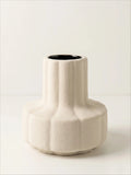 Textured Ribbed Vase - Creamy White