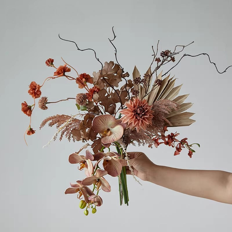Vintage Terracotta Dried-Floral Faux Floral Arrangement