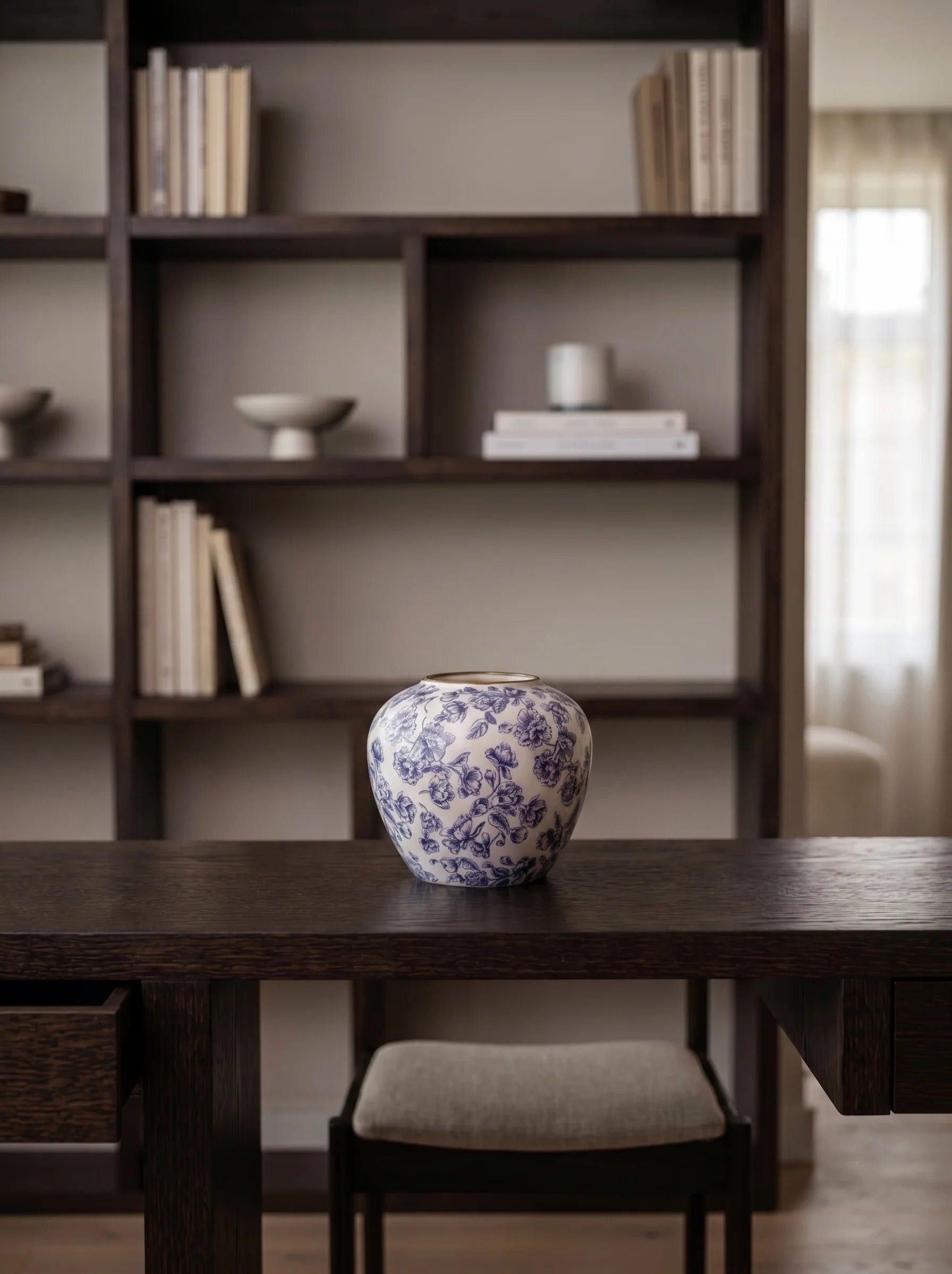 Classic Chinoiserie Blue Floral Ceramic Vase