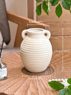 Cremefarbene Duo-Vase mit Wellenstruktur