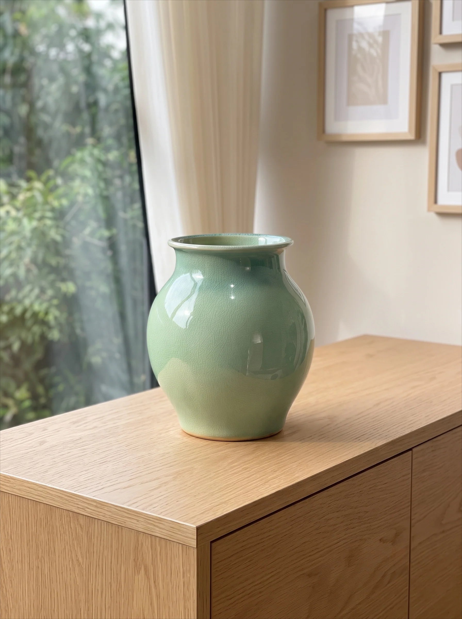 Celadon Green Crackle Glaze Vase