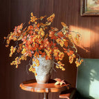 Composition florale fausse Bouquet fortune terre cuite chaude