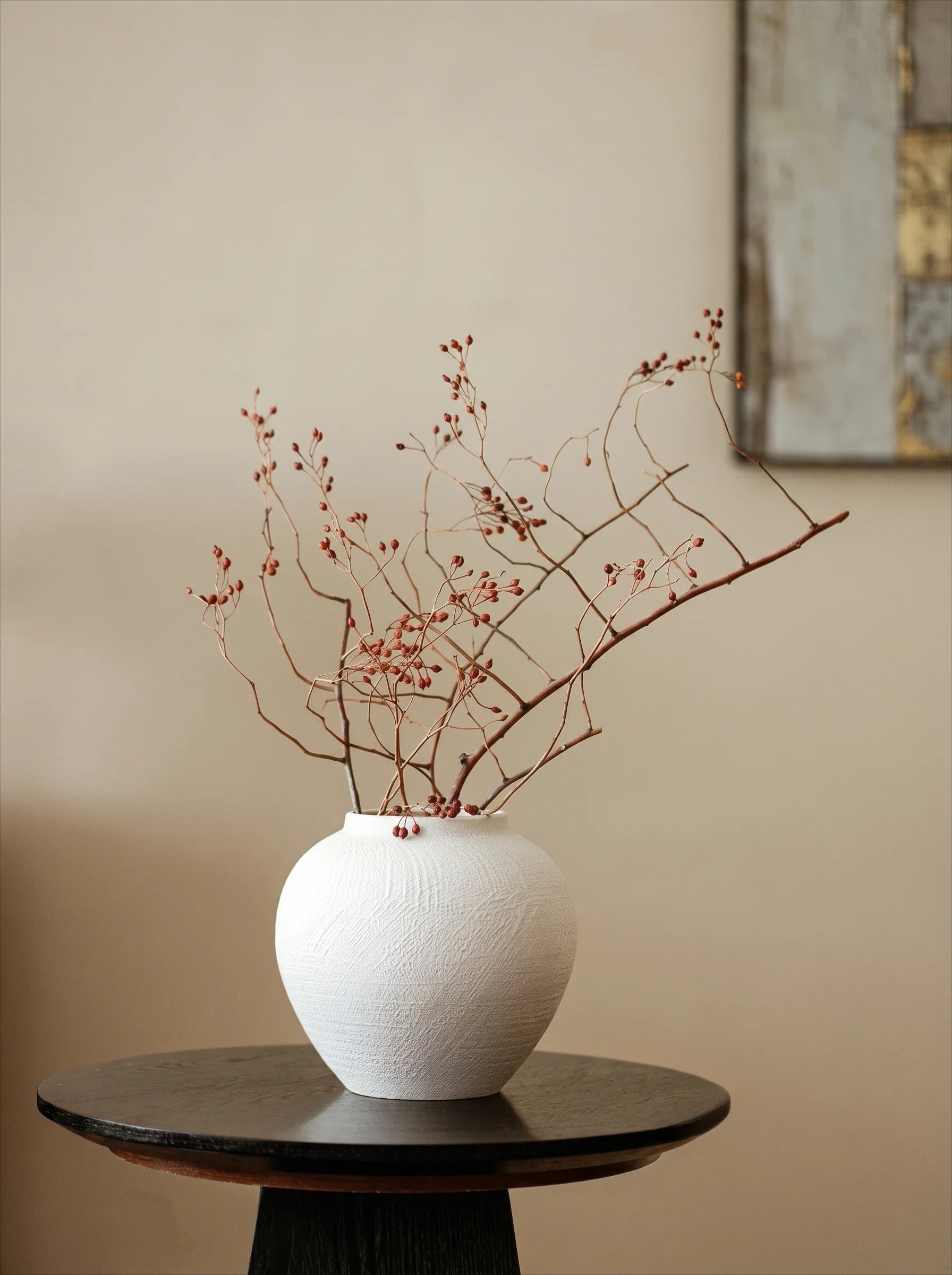 Modern Minimalist Textured Off-White Ceramic Vase