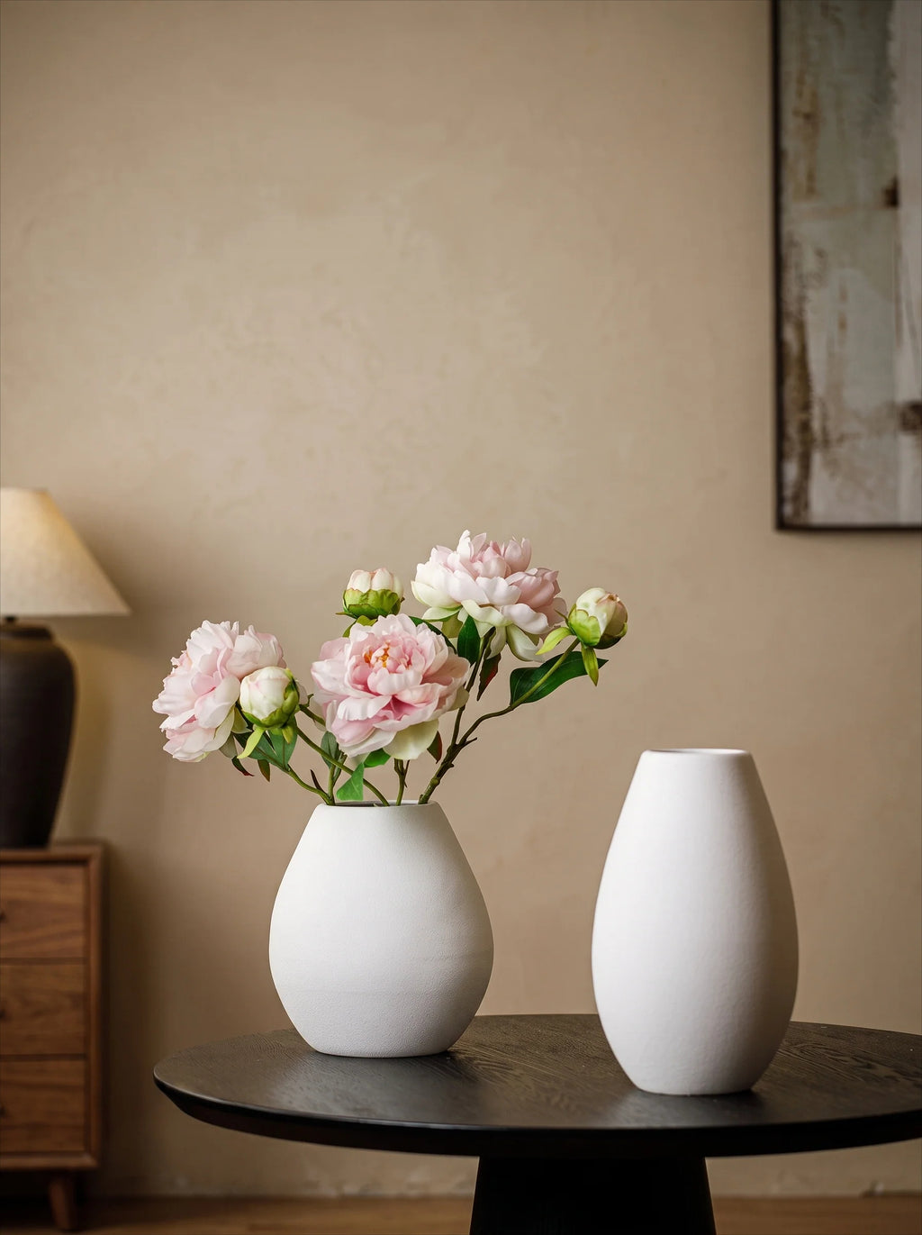 Minimalist Matte White Textured Ceramic Vase