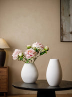Minimalist Matte White Textured Ceramic Vase