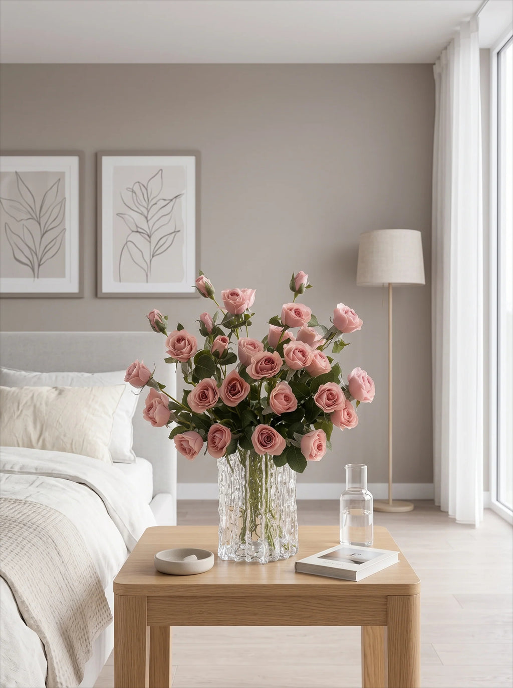 Dusk Blush Rose Faux Floral Arrangement