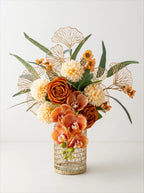 Luxury Mid-Century Amber Orchid Artificial Floral Arrangement