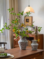 Wabi-Sabi Textured Charcoal Ceramic Artisanal Vase