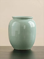 Artisan Sage Green Crackle Ceramic Vase