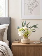 Modern Minimalist White Rose & Berry Artificial Floral Arrangement