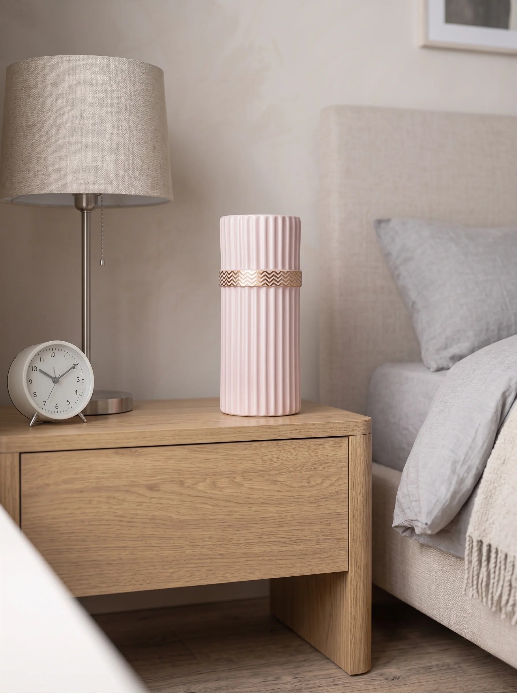 Ribbed Cylinder Vase - Pink