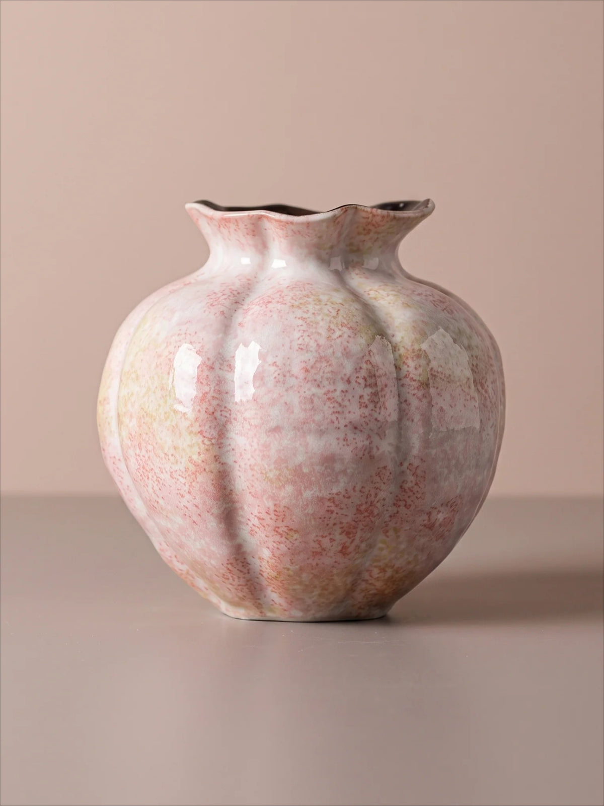 Vintage Fluted Speckled Glazed Sculptural Vase