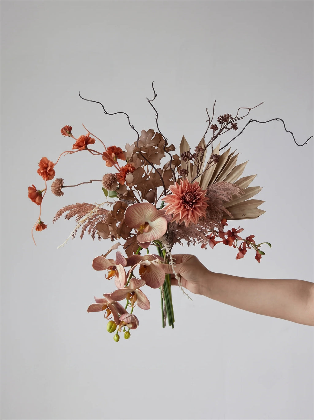 Vintage Terracotta Dried-Floral Faux Floral Arrangement