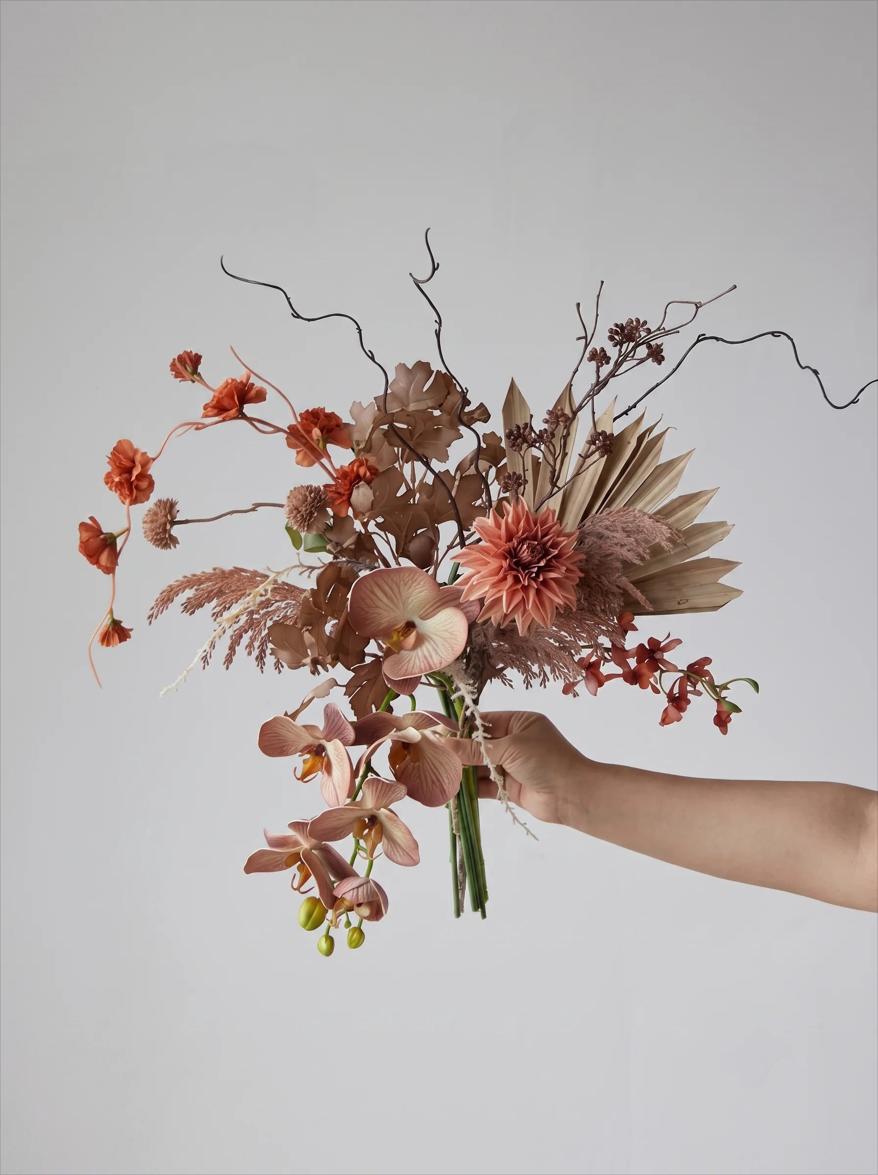 Vintage Terracotta Dried-Floral Faux Floral Arrangement
